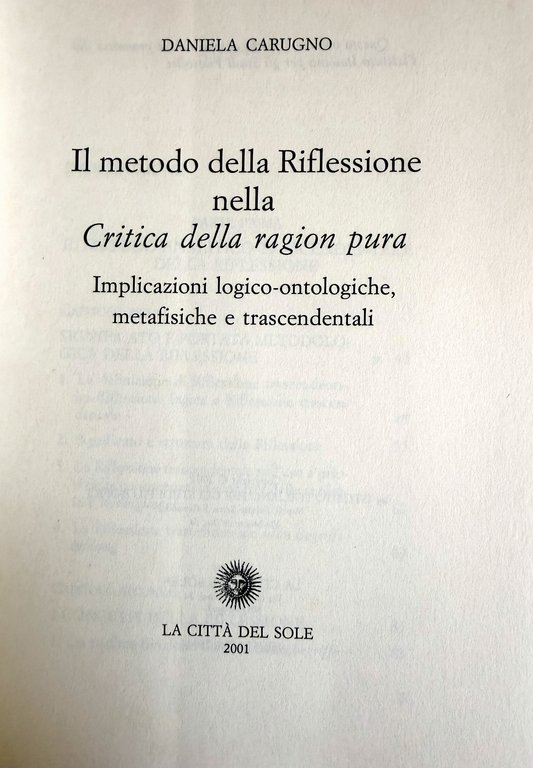 IL METODO DELLA RIFLESSIONE NELLA CRITICA DELLA RAGION PURA. IMPLICAZIONI … | Immagine Gallery 7