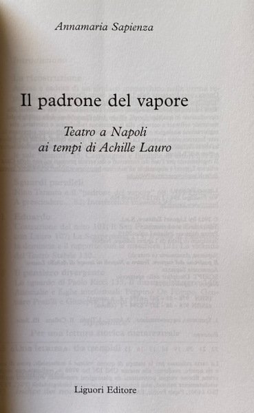 IL PADRONE DEL VAPORE. TEATRO A NAPOLI AI TEMPI DI …