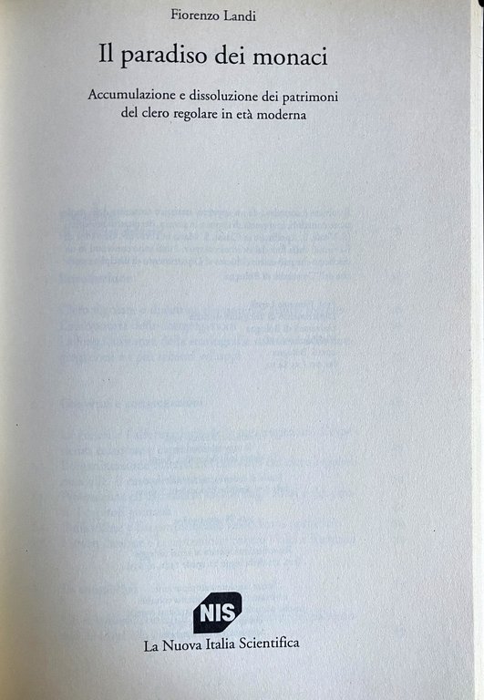 IL PARADISO DEI MONACI. ACCUMULAZIONE E DISSOLUZIONE DEL CLERO REGOLARE …