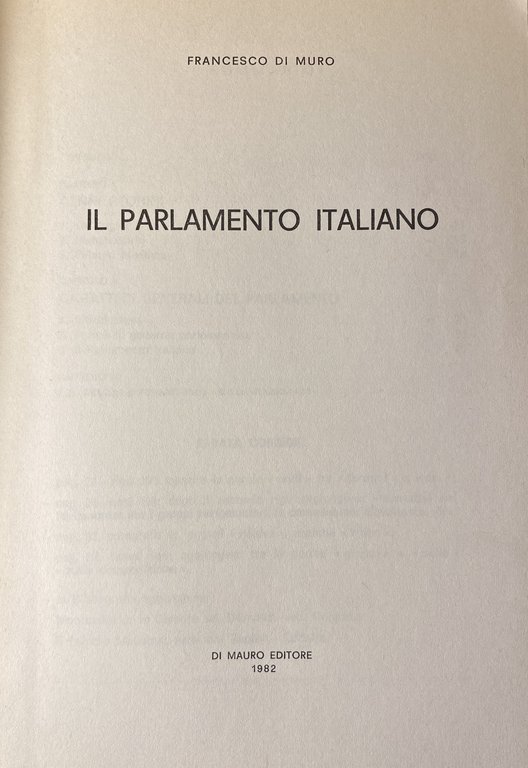 IL PARLAMENTO ITALIANO