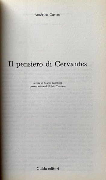 IL PENSIERO DI CERVANTES. A CURA DI MARCO CIPOLLONI