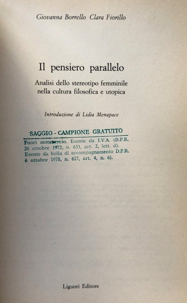 IL PENSIERO PARALLELO. ANALISI DELLO STEREOTIPO FEMMINILE NELLA CULTURA FILOSOFICA …