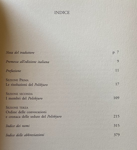 IL POLITBJURO STALINIANO NEGLI ANNI TRENTA. RACCOLTA DI DOCUMENTI.