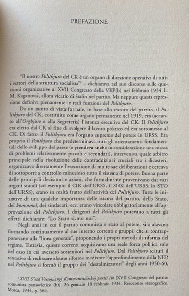 IL POLITBJURO STALINIANO NEGLI ANNI TRENTA. RACCOLTA DI DOCUMENTI.