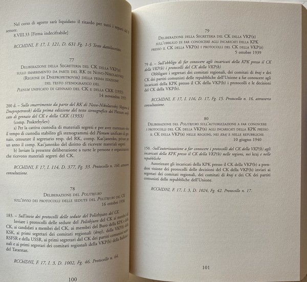 IL POLITBJURO STALINIANO NEGLI ANNI TRENTA. RACCOLTA DI DOCUMENTI.