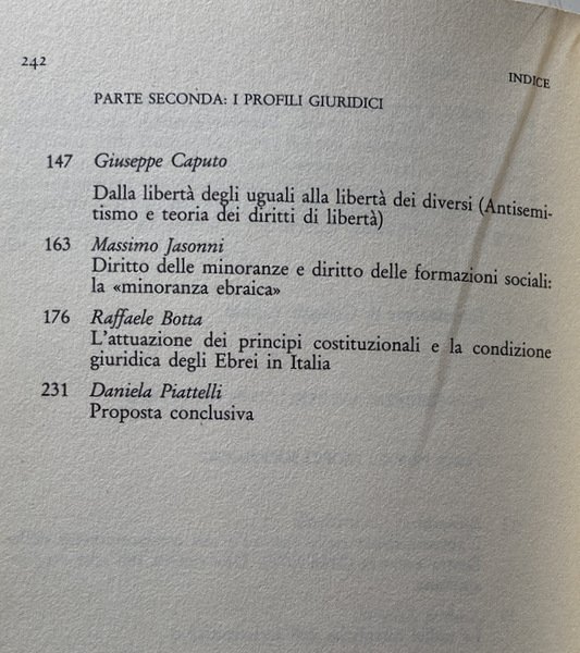 IL PREGIUDIZIO ANTISEMITICO IN ITALIA. A CURA DI GIUSEPPE CAPUTO