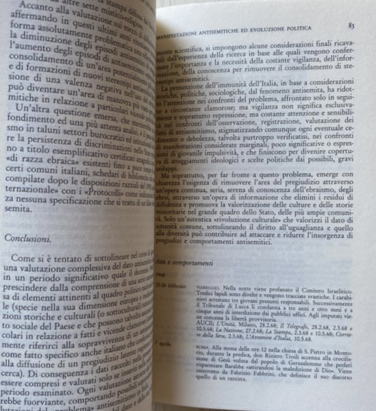 IL PREGIUDIZIO ANTISEMITICO IN ITALIA. A CURA DI GIUSEPPE CAPUTO