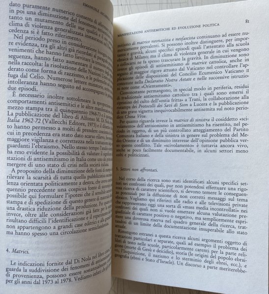 IL PREGIUDIZIO ANTISEMITICO IN ITALIA. A CURA DI GIUSEPPE CAPUTO