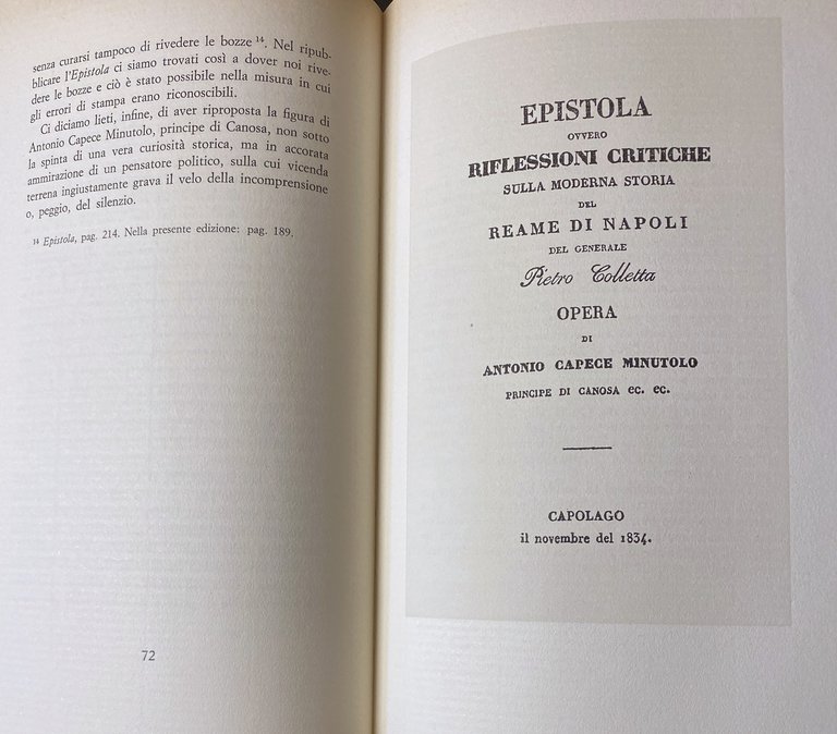 IL PRINCIPE DI CANOSA E L'EPISTOLA CONTRO PIETRO COLLETTA