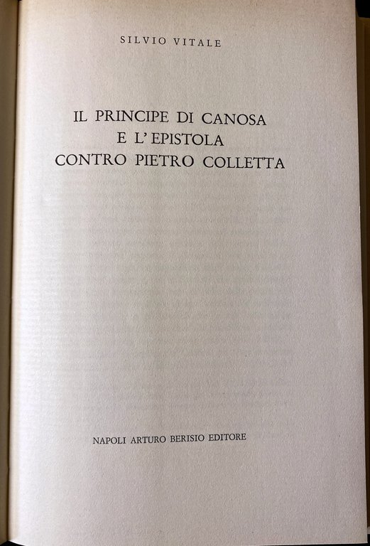 IL PRINCIPE DI CANOSA E L'EPISTOLA CONTRO PIETRO COLLETTA