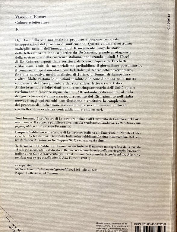 IL RACCONTO DEL RISORGIMENTO NELL'ITALIA NUOVA TRA MEMORIALISMO, NARRATIVA E …