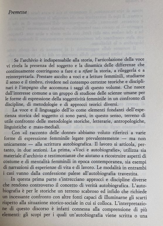 IL RACCONTO DELLE DONNE: VOCI, AUTOBIOGRAFIE, FIGURAZIONI