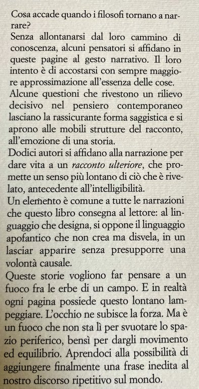 IL RACCONTO ULTERIORE OVVERO, IL GESTO NARRATIVO DEL FILOSOFO