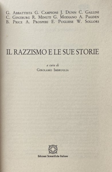 IL RAZZISMO E LE SUE STORIE. A CURA DI GIROLAMO …