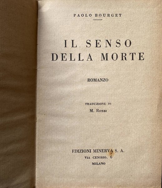 IL SENSO DELLA MORTE. ROMANZO