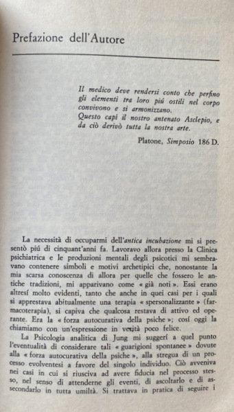 IL SOGNO COME TERAPIA. ANTICA INCUBAZIONE E MODERNA PSICOTERAPIA. EDIZIONE …