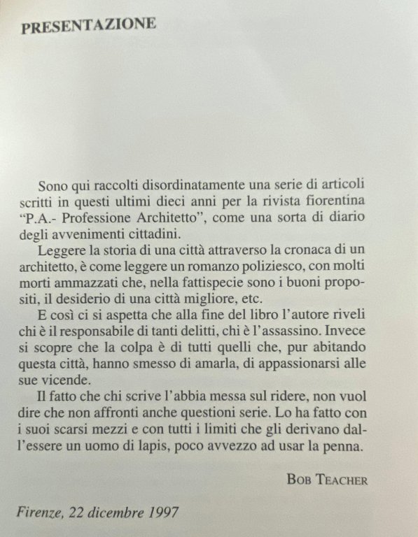 IL SUBLIME E LO SCIMPANZUOMO. CRONACHE FIORENTINE DI FINE MILLENNIO