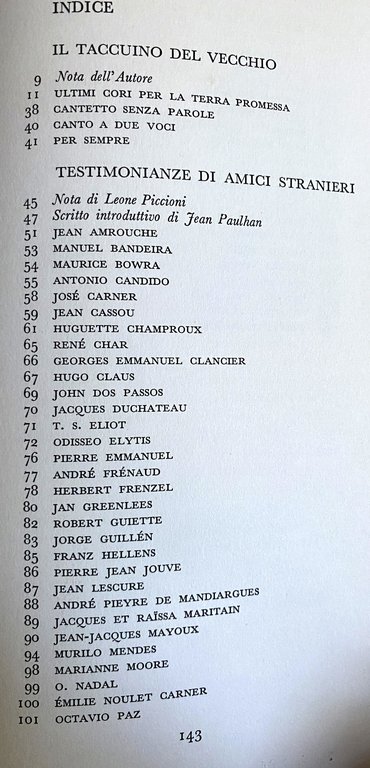IL TACCUINO DEL VECCHIO. CON TESTIMONIANZE DI AMICI STRANIERI DEL …