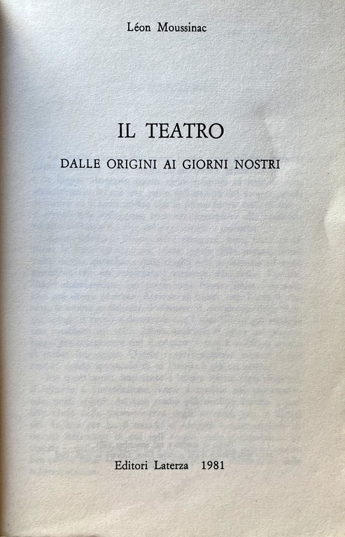 IL TEATRO DALLE ORIGINI AI NOSTRI GIORNI