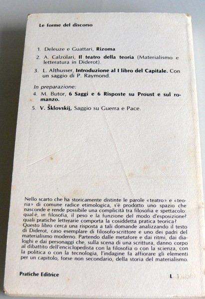 IL TEATRO DELLA TEORIA. (MATERIALISMO E LETTERATURA IN DIDEROT)