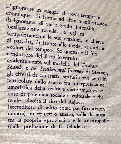 IL VIAGGIO DI UN IGNORANTE. (ossia Ricetta per gli ipocondriaci …