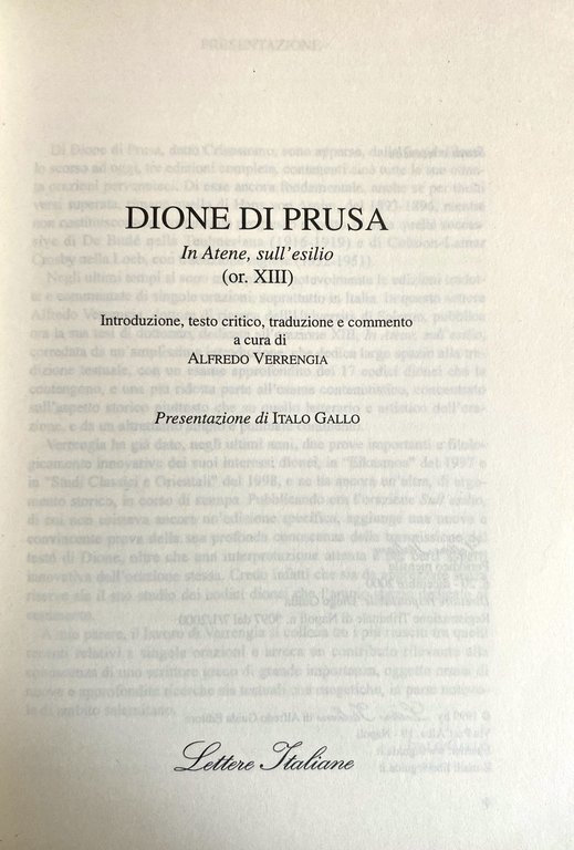 IN ATENE, SULL'ESILIO (OR. XIII). A CURA DI ALFREDO VERRENGIA | Immagine Gallery 5