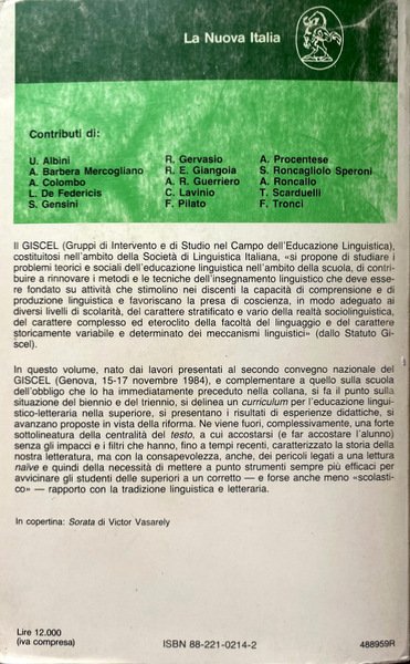 INSEGNARE LETTERATURA NELLA SCUOLA SUPERIORE. A CURA DI LORENZO COVERI …