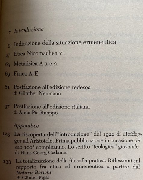 INTERPRETAZIONI FENOMENOLOGICHE DI ARISTOTELE. ELABORAZIONE PER LE FACOLTÀ FILOSOFICHE DI …