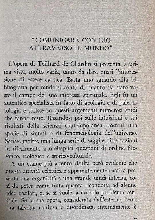 INTRODUZIONE A TEILHARD DE CHARDIN