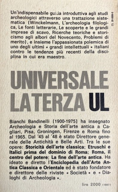 INTRODUZIONE ALL'ARCHEOLOGIA CLASSICA COME STORIA DELL'ARTE ANTICA