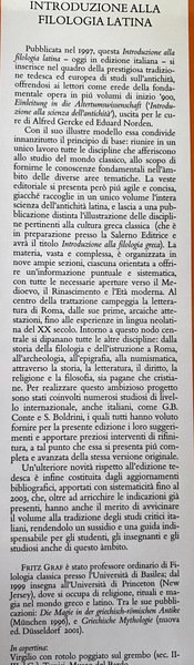 INTRODUZIONE ALLA FILOLOGIA LATINA. A CURA DI FRITZ GRAF. PRESENTAZIONE …