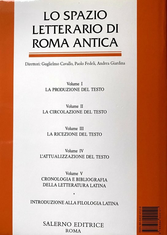 INTRODUZIONE ALLA FILOLOGIA LATINA.
