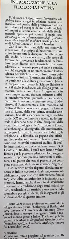 INTRODUZIONE ALLA FILOLOGIA LATINA.
