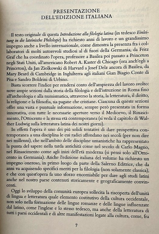 INTRODUZIONE ALLA FILOLOGIA LATINA.