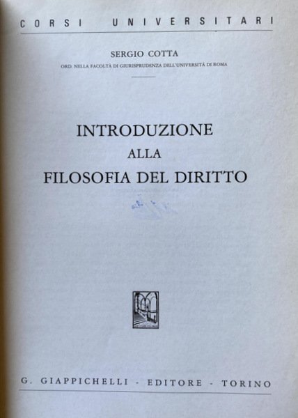 INTRODUZIONE ALLA FILOSOFIA DEL DIRITTO