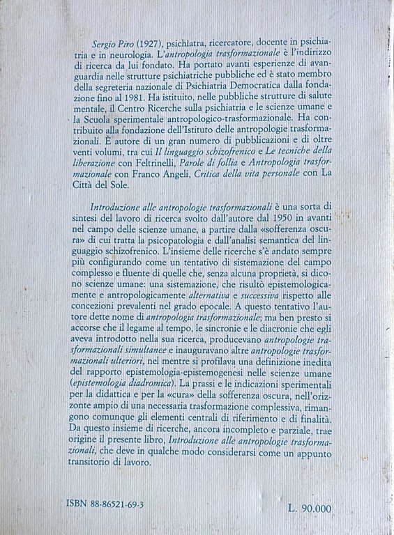 INTRODUZIONE ALLE ANTROPOLOGIE TRASFORMAZIONALI