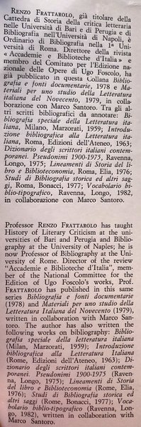 IPOTESI DI LAVORO PER UNA METODOLOGIA BIBLIOGRAFICA: CON UNA ELABORAZIONE …