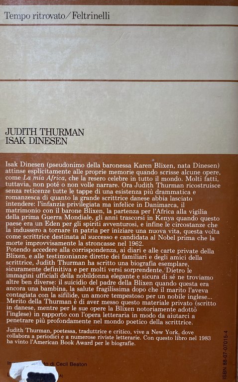 ISAK DINESEN: LA VITA DI KAREN BLIXEN