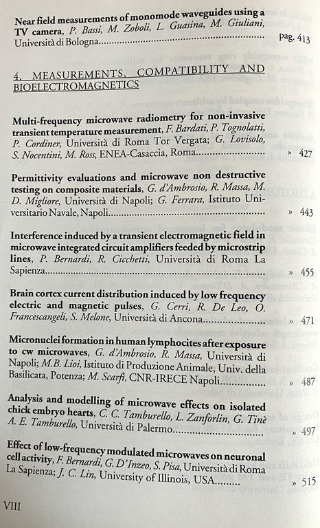 ITALIAN RECENT ADVANCES IN APPLIED ELECTROMAGNETICS
