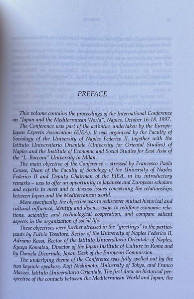 JAPAN AND THE MEDITERRANEAN WORLD. PROCEEDINGS OF THE INTERNATIONAL CONFERENCE …