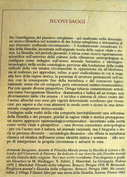 JOSÉ J. ORTEGA Y GASSET: LA RAGIONE VITALE E STORICA