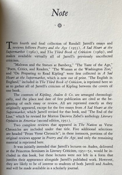 KIPLING, AUDEN & CO. (ESSAYS AND REVIEWS 1935-1964)