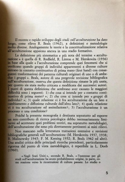 L'ACCULTURAZIONE DEI POPOLI PRIMITIVI. CONTRIBUTO PSICOLOGICO.