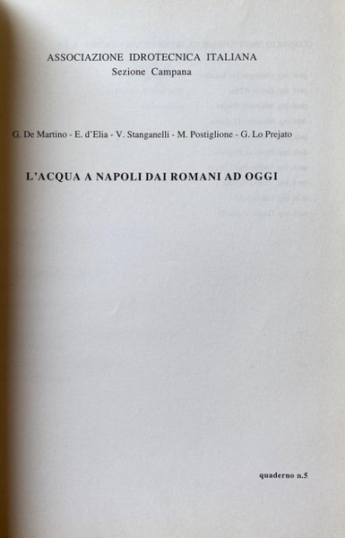 L'ACQUA A NAPOLI DAI ROMANI AD OGGI