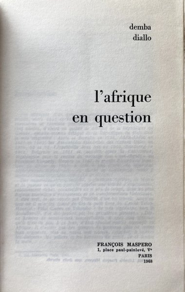 L'AFRIQUE EN QUESTION