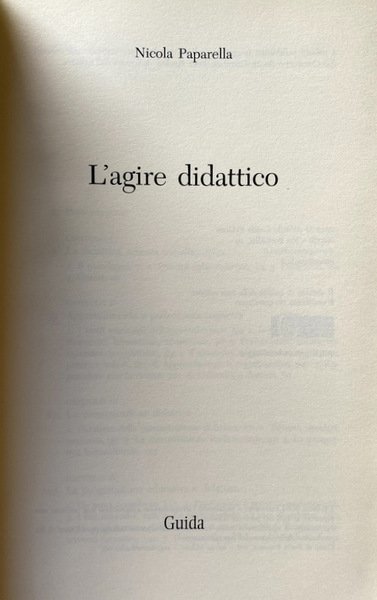 L'AGIRE DIDATTICO