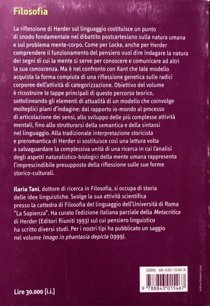 L'ALBERO DELLA MENTE. SENSI, PENSIERO, LINGUAGGIO IN HERDER