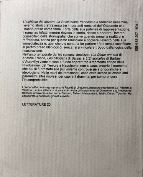 L'ALCHIMIA DEL TERRORE. LA RIVOLUZIONE FRANCESE E IL ROMANZO