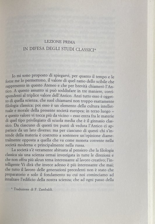 L'ANTICO E NOI: OTTO LEZIONI IN DIFESA DEGLI STUDI CLASSICI