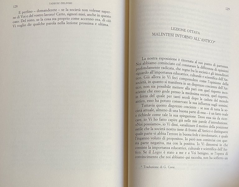 L'ANTICO E NOI: OTTO LEZIONI IN DIFESA DEGLI STUDI CLASSICI